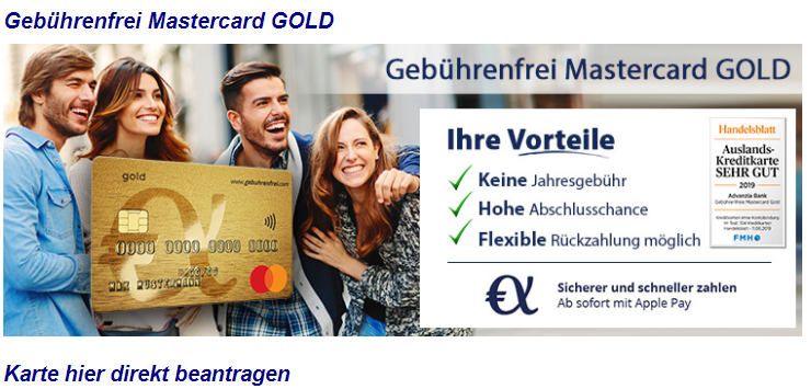 Mastercard Gold zeigt ihre Vorteile