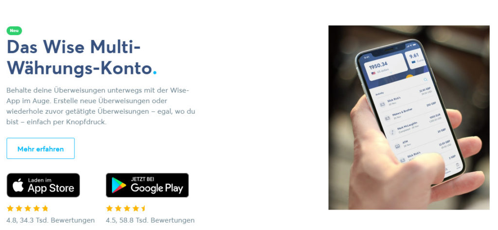 Nutzen Sie das das Multi-Währungs-Konto in der App mobil